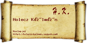 Holecz Kálmán névjegykártya